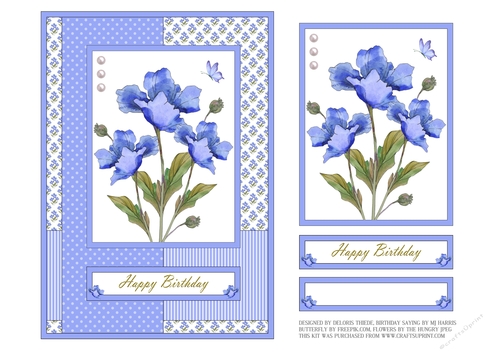 Lovely Poppies Birthday Topper (blue)