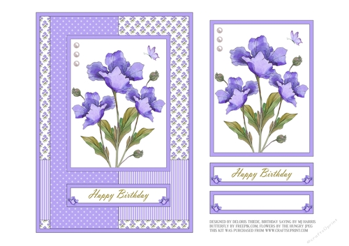 Lovely Poppies Birthday Topper (purple)