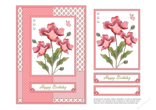 Lovely Poppies Birthday Topper (pink)