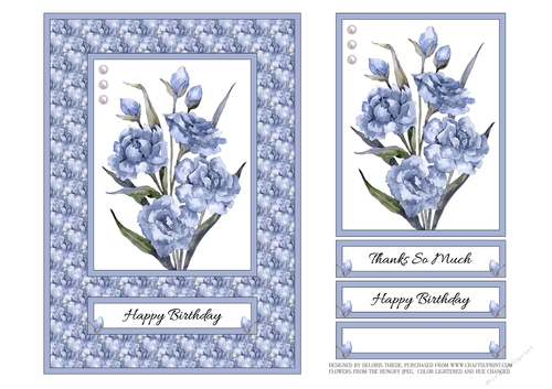 Lovely Blue Peonies Topper