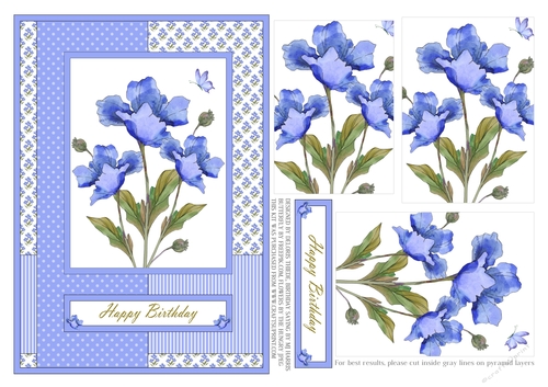 Lovely Watercolor Poppies Pyramid Topper (blue)