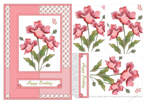 Lovely Watercolor Poppies Pyramid Topper (pink)