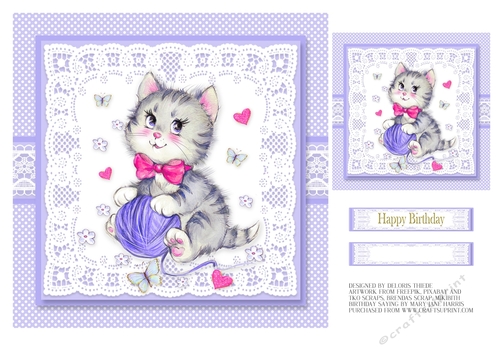 Cute Kitty Topper Plus Gift Tag - For Baby or Toddler