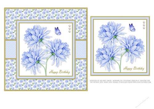Lovely Watercolor Floral Topper (med blue)
