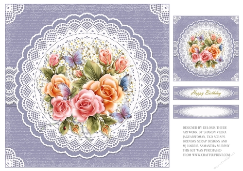 Lovely Floral Topper Plus Gift Tag (purple)