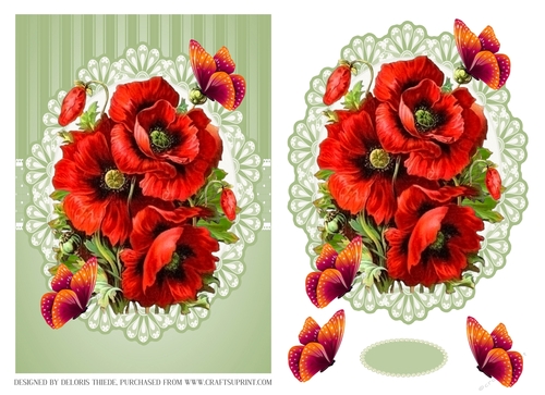 Lovely Red Poppies On A Lace Doily