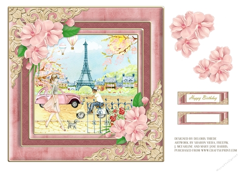 Lovely Watercolor Scene Birthday Topper