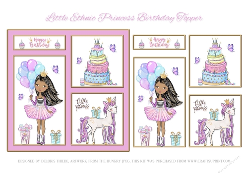 Little princess and unicorn birthday topper