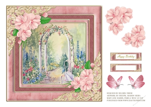 Lovely Watercolor Garden Birthday Topper