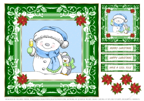 Cheers - Cute Snowman Topper/Gift Tag