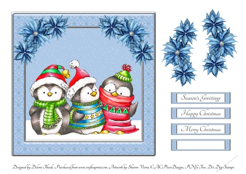 Cute Penguin Trio Holiday Topper