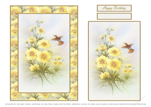 Lovely Rob Pohl Hummingbird In The Flowers Birthday Topper