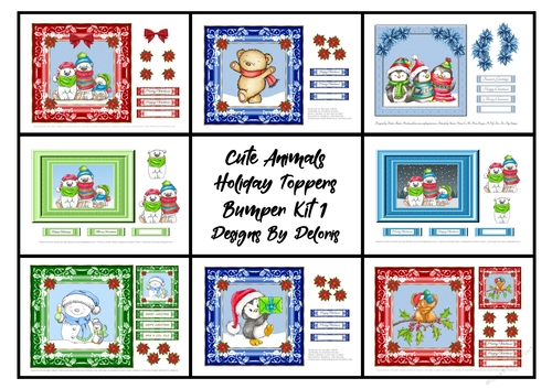 Cute Animals Holiday Topper Bumper Kit 1