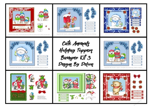 Cute Animals Holiday Toppers Bumper Kit 3