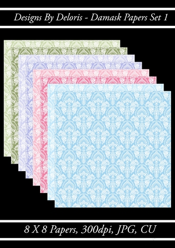 Lovely Damask Papers Set 1 (Floral Family Color Palette)
