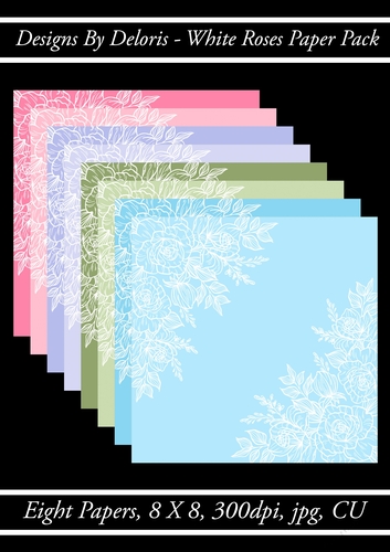 Lovely White Roses Paper Pack (Floral Family Color Palette)