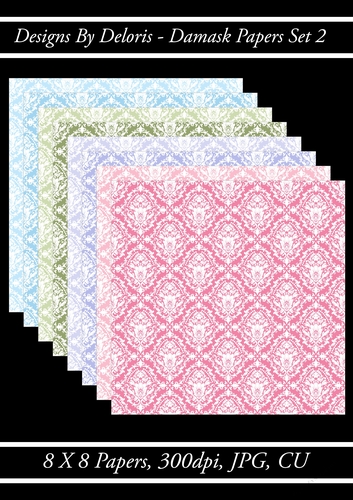Lovely Damask Papers Set 2 (Floral Family Color Palette)