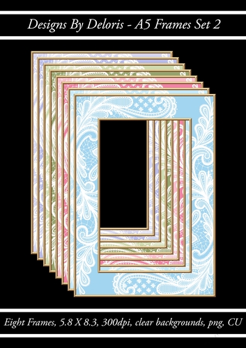 A5 Lace Frames Set 2 (Floral Family Color Palette)