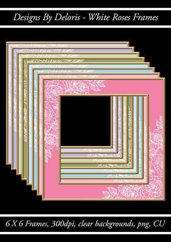 Lovely White Roses Frames (Floral Family Color Palette)