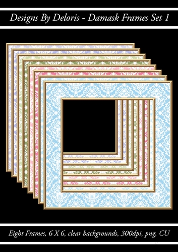 Lovely Damask Frames Set 1 (Floral Family Color Palette)