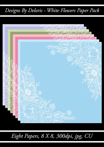 White Flowers Paper Pack (Floral Family Color Palette)