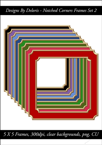 Notched Corners Frames Set 3 (Holiday Color Palette)