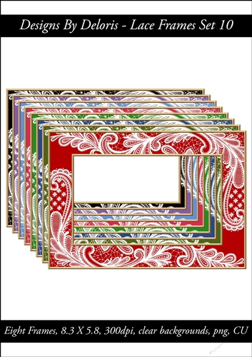 A5 Lace Frames Set 10 (Holiday Color Palette)