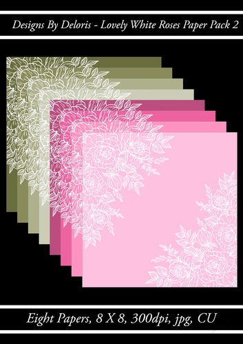 Lovely White Roses Paper Pack 2 (Regal Rose Color Palette)