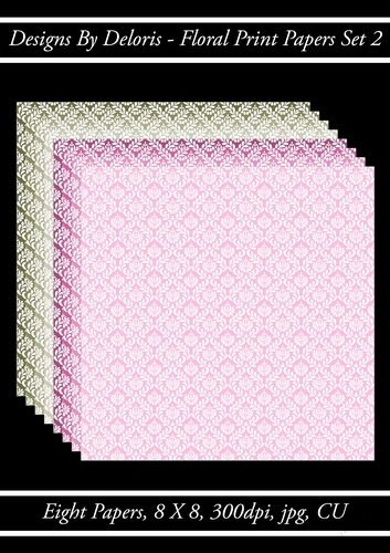 Floral Print Papers Set 2  (Regal Rose Color Palette)