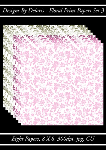 Floral Print Papers Set 3 (Regal Rose Color Palette)