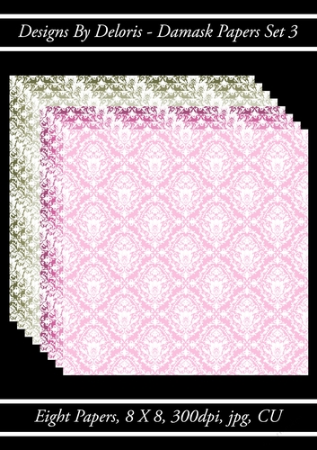 Damask Papers Set 3 (Regal Rose Color Palette)