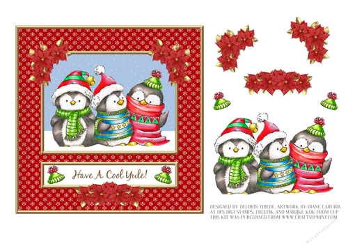 Have A Cool Yule Penguin Trio Topper (Red)
