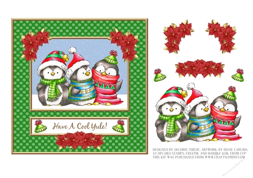 Have A Cool Yule Penguin Trio Topper (Green)