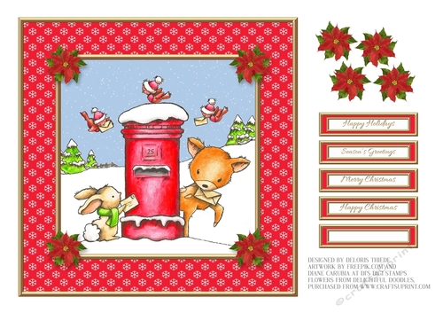 Cute Critters Mailing Letters To Santa (Red)