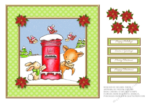 Cute Critters Mailing Letters To Santa (Green)