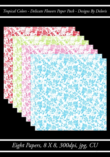 Delicate Flowers Paper Pack (Tropical Colors Palette)