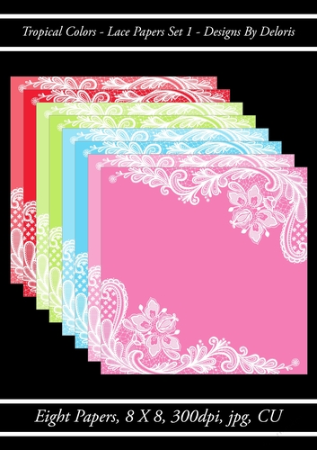 Lace Papers Set 1 (Tropical Colors Palette)