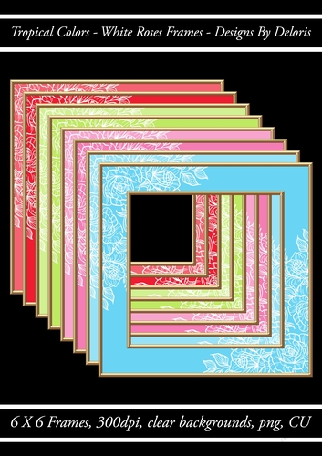White Roses Frames (Tropical Colors Palette)