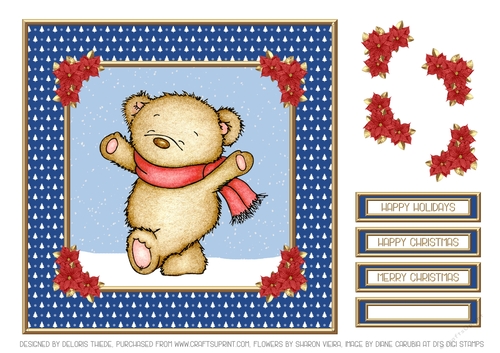 Cute Holiday Teddy Topper (Blue)