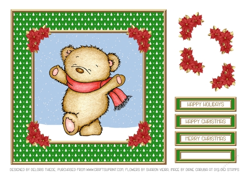 Cute Holiday Teddy Topper (Green)