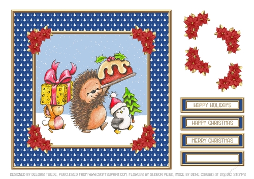 Cute Christmas Critters (Blue)