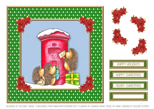 Cute Christmas Hedgehogs Mailing Letters (Green)