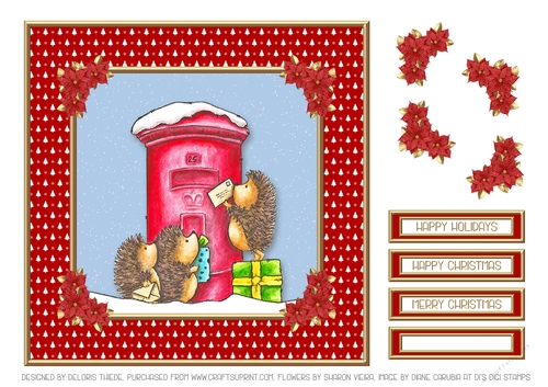 Cute Christmas Hedgehogs Mailing Letters (Red)