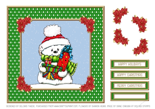 Cute Little Snowman Topper (Green)