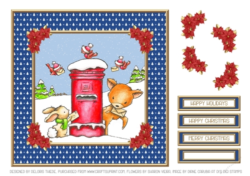 Dear Santa Cute Critters Holiday Topper (Blue)