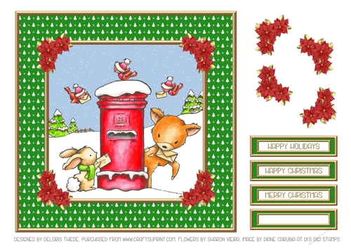 Dear Santa - Cute Critters Holiday Topper (Green)