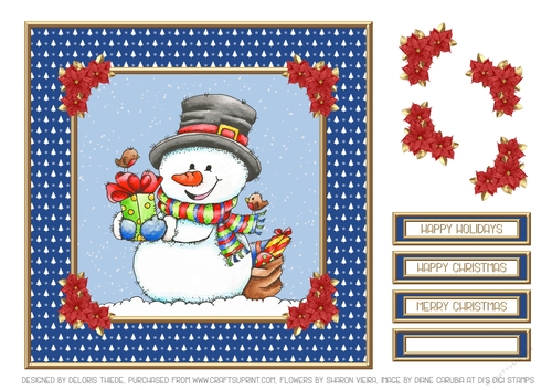 Cute Little Snowman Topper (Blue)