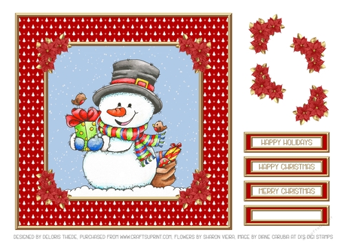 Cute Little Snowman Topper (Red)