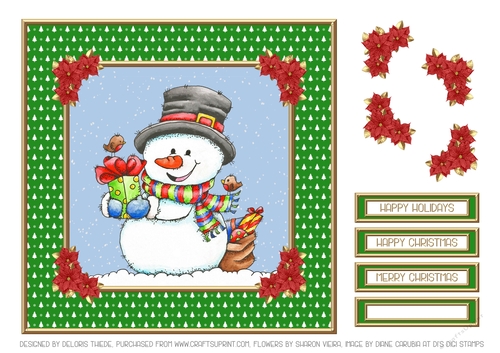 Cute Little Snowman Topper (Green)