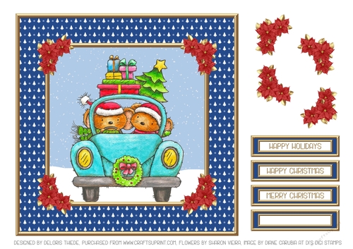 Cute Christmas Critters (Blue)